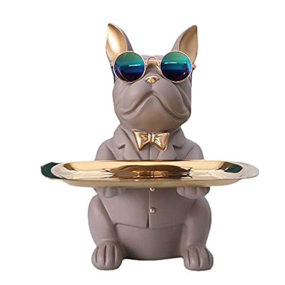 1291 French Bulldog Gifts Key Holder Candy Dish Tray Home Decor Resin